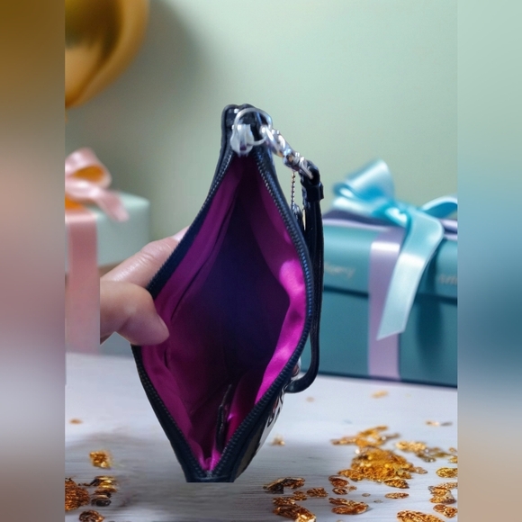 Coach Floral Black and Red Wristlet - Picture 2 of 3